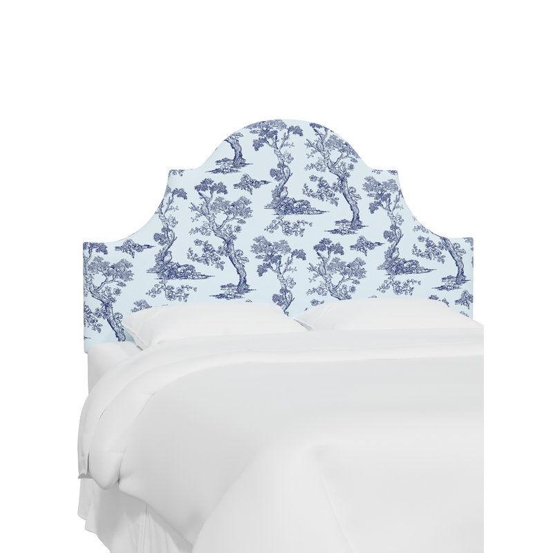 Red from Scalamandre Crafted by Cloth & Company Geneva Headboard in Pattern, Full, Scm Toile Blue Linen