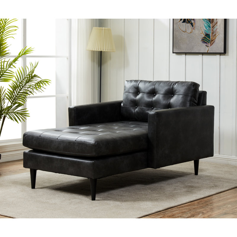 Chaise longue capitonnée à deux accoudoirs carrés