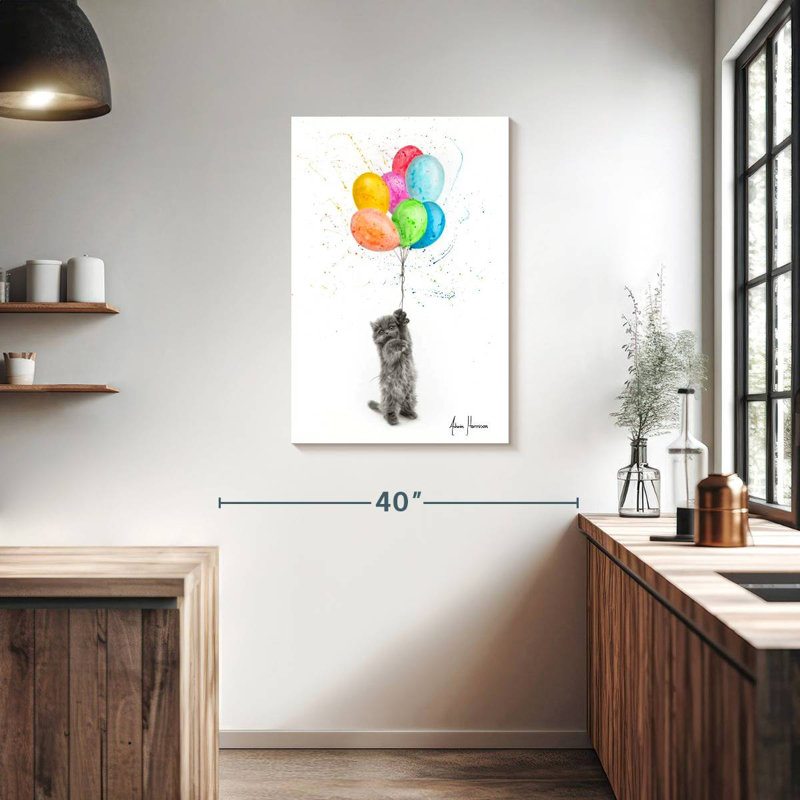  Brampt, le petit chaton et les ballons, H 36 po x l 24 po