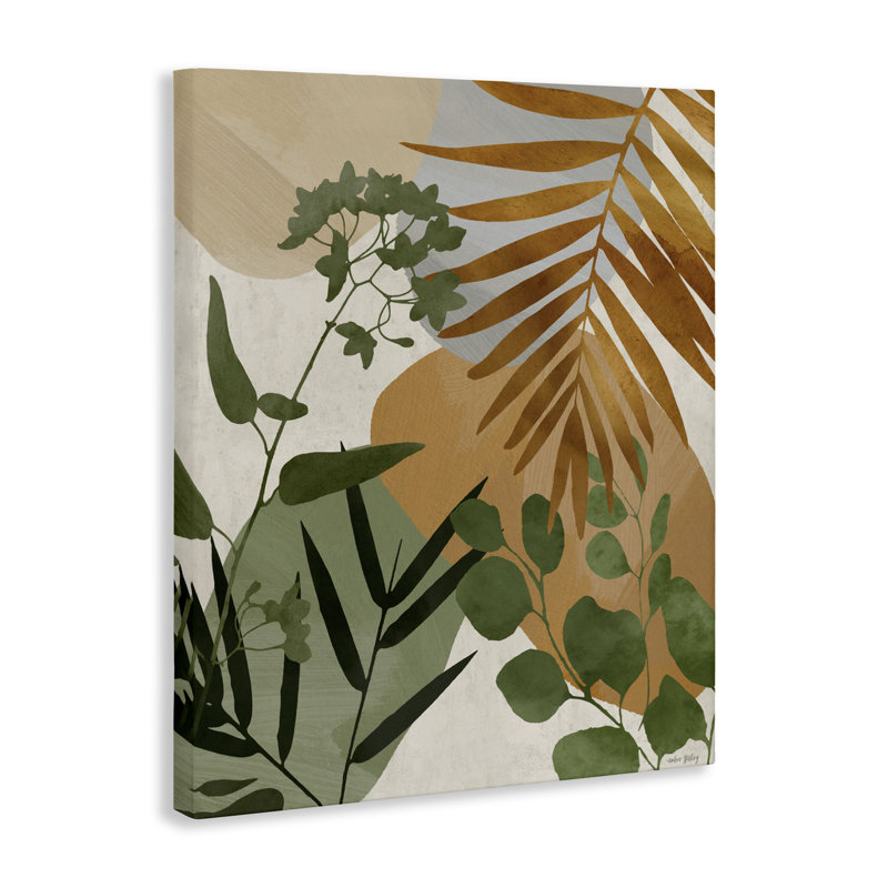 Toile de feuilles tropicales terreuses, design par Amber Sterling, H 30 po x l 24 po