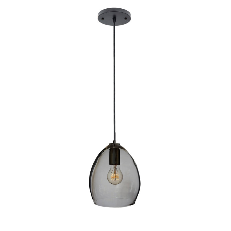1 - Light Pendant, Black, Smoke Gray, Yes