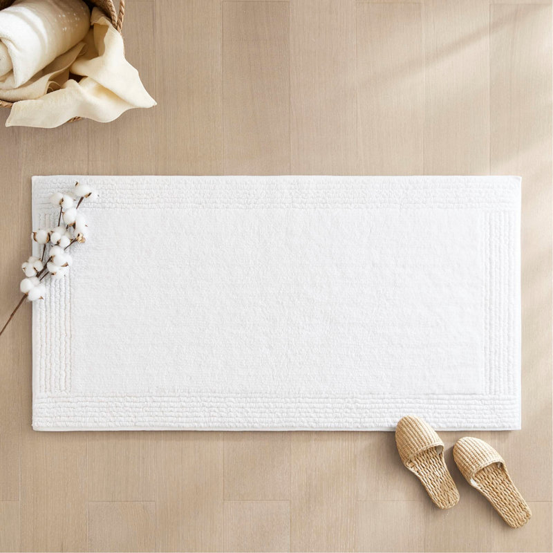 1 PCS 20X30" 100% Cotton Tufted 3000 GSM Reversible Bath Rug, White