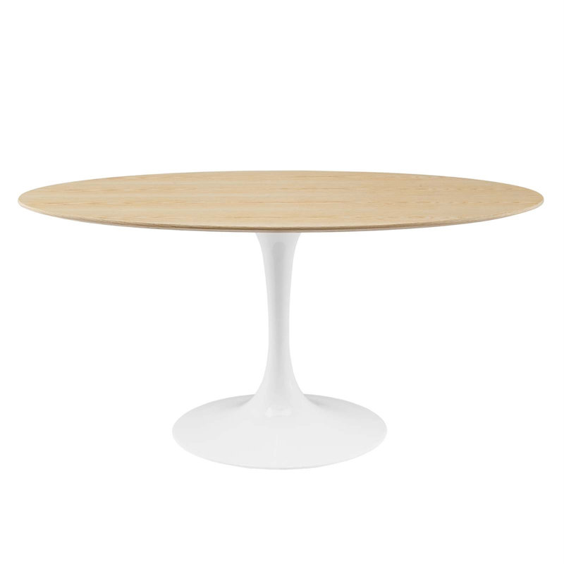 Modway Silver Orchid Fein Oval Dining Table, White, 29.5"H x 48"L x 48"W, Natural
