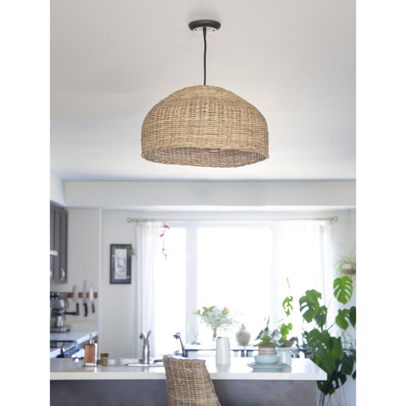 Luminaire suspendu en rotin, H 83 po x l 19,5 po x P 19,5 po
