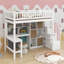 Lit mezzanine simple avec bureau intégré, DEL, tablettes de rangement, armoires et escalier-552793141