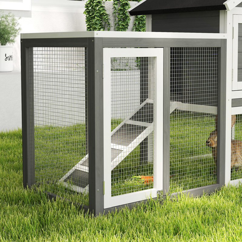 Coleman Rabbit Hutch Bunny Cage Outdoor Wooden House withTray & Ramp Grey