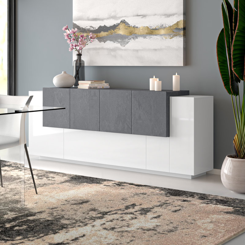 Nostrand 200 Cm Wide Sideboard, White/Report Grey