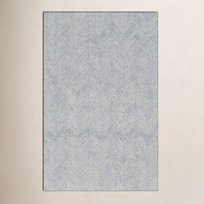 Wheaton Blue Beige Hand-Tufted Wool Chevron Rug