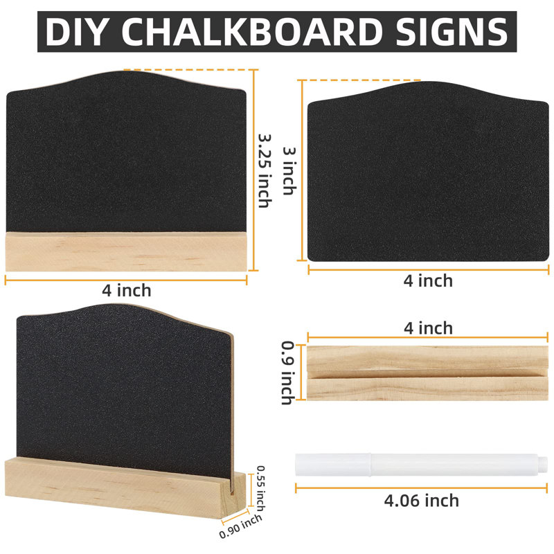 Mini Chalkboard Signs With Stand, 16 Pack Reusable Wooden Tabletop Chalkboard 4 X 3 Inch, Buffet Food Signs For Party Black Mini Tabletop Sign For Restaurant, Wedding And Bar Countertop