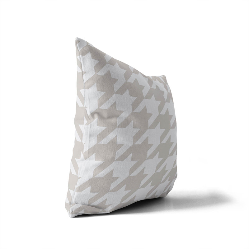 Eden Outdoor Pillow, Square 16", Moon Gray Geometric/Houndstooth