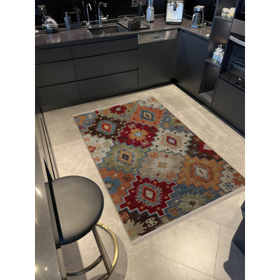 Multi-Colored Geometric Shape Motif Patterned Creative Modern Decorative Rug