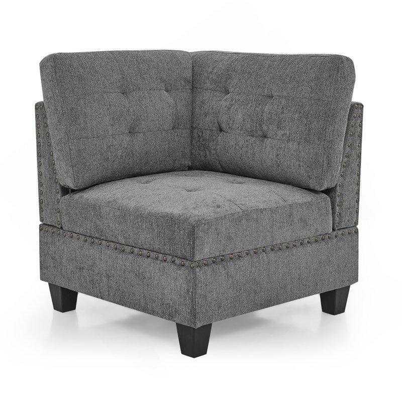 Corner Sofa For Modular Sectional,Grey Chenille (31.5"X31.5"X36.5")