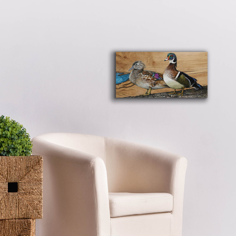 Toile épique Graffiti «Wood Ducks Home Sweet Home» par Jim Brune, 24 po x 12 po