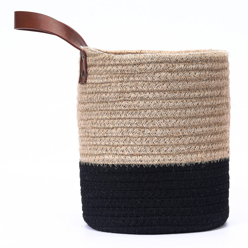 1 Pack Wall Hanging Storage Basket, Jute/Black