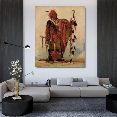"Kee-O-Kúk, the Watchful Fox, Chief of the Tribe" by  George Catlin - Gallery Wrap Canvas Wall Art