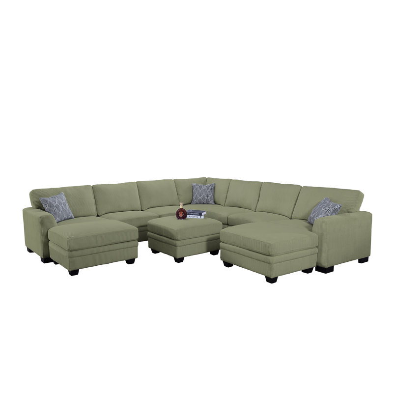 Canapé modulaire 10 pièces, Velours côtelé vert