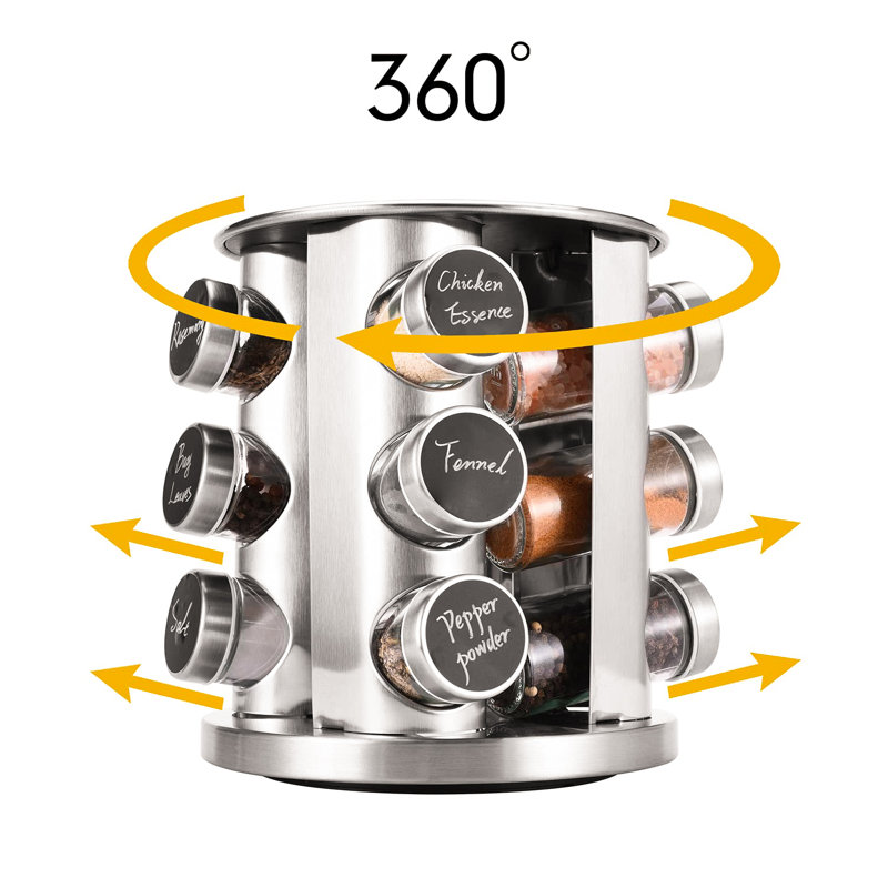 Freestanding Stainless Steel Spice Jar & Rack Set