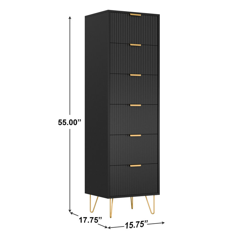 Commode 6 tiroirs Scannell, Noir