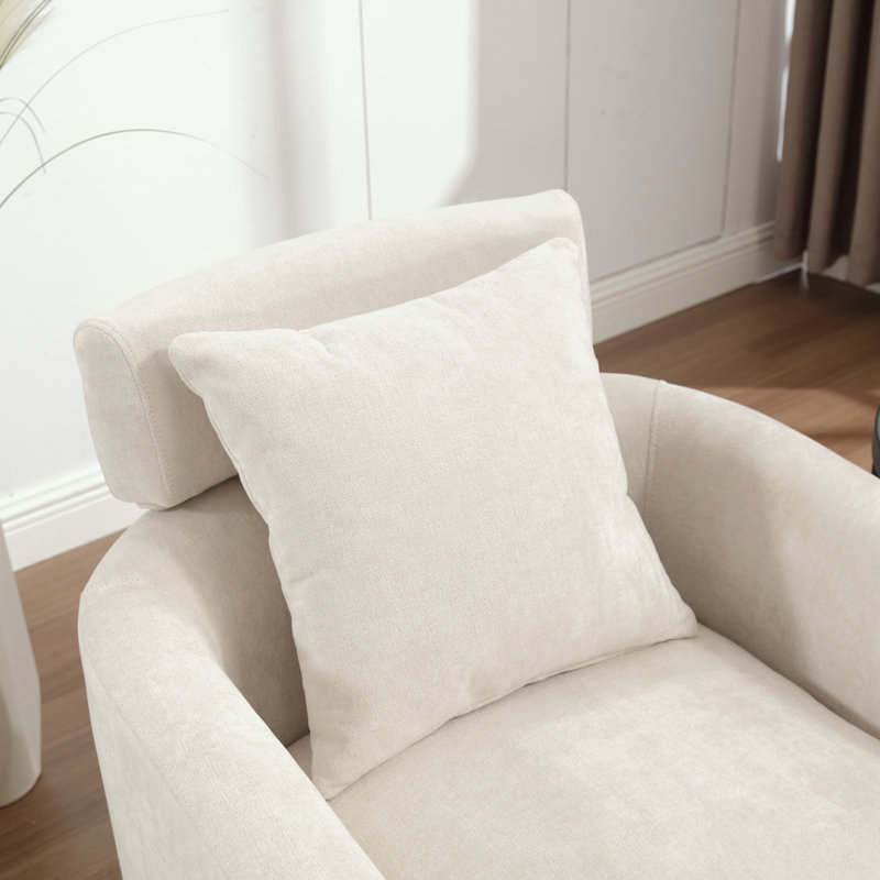 Fauteuil demi-tonneau pivotant en chenille, Beige