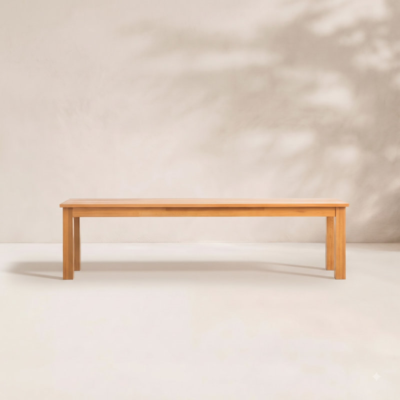 66" W Solid Eucalyptus Wood Outdoor Backless Bench