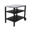 Chariot de barbecue extérieur à 3 niveaux avec plateau en acier inoxydable, table de préparation pour barbecue mobile sur roulettes, barre de service roulante pour patio et cour arrière, support de four à pizza noir, grand espace de rangement, mobile stable