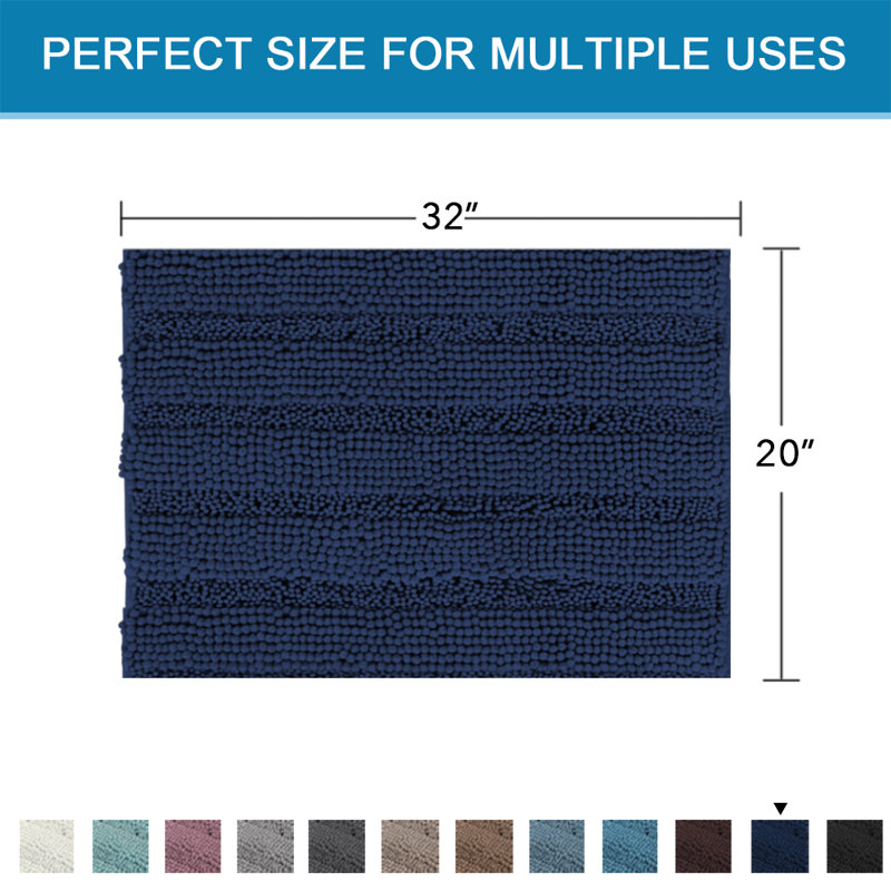 Tapis pour salle de bain Joaquin, l 20 po x L 32 po, Marine