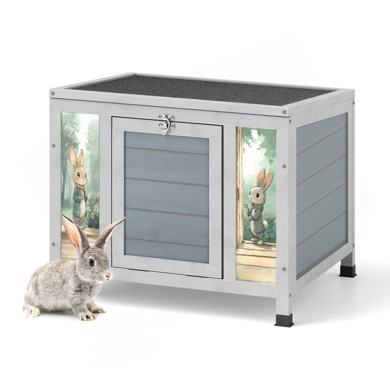 Petite cage à lapins en bois avec porte verrouillable et toit résistant aux intempéries