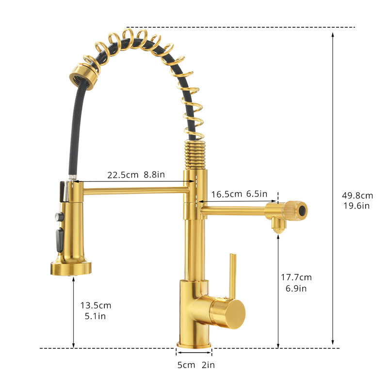 Robinet d'eau potable dans l'évier de cuisine, filtre rétractable, purificateur noir et or nickel, débit indépendant pour la cuisine, mode évier