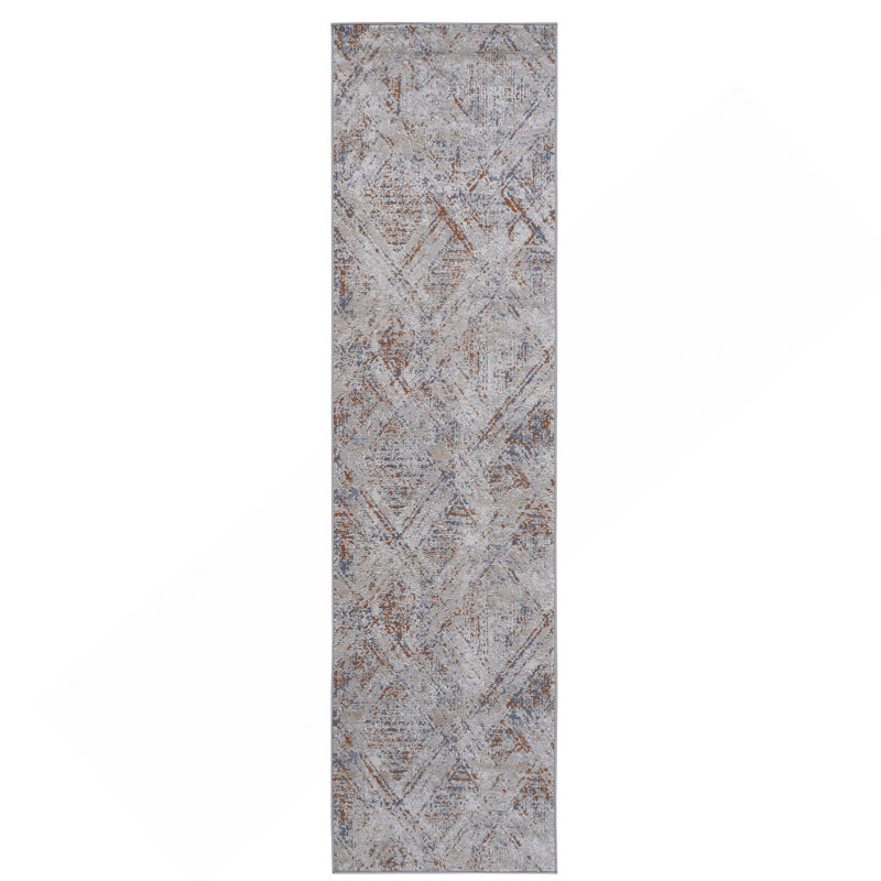 Tapis de couloir beige / géométrique 2X8, Runner 2'2" x 8'