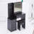 37 Inch Bedside Vanity Table Set With LED Sliding Mirror, Built-In Sockets, And Cushioned Stool For Makeup And Storage-2064061898