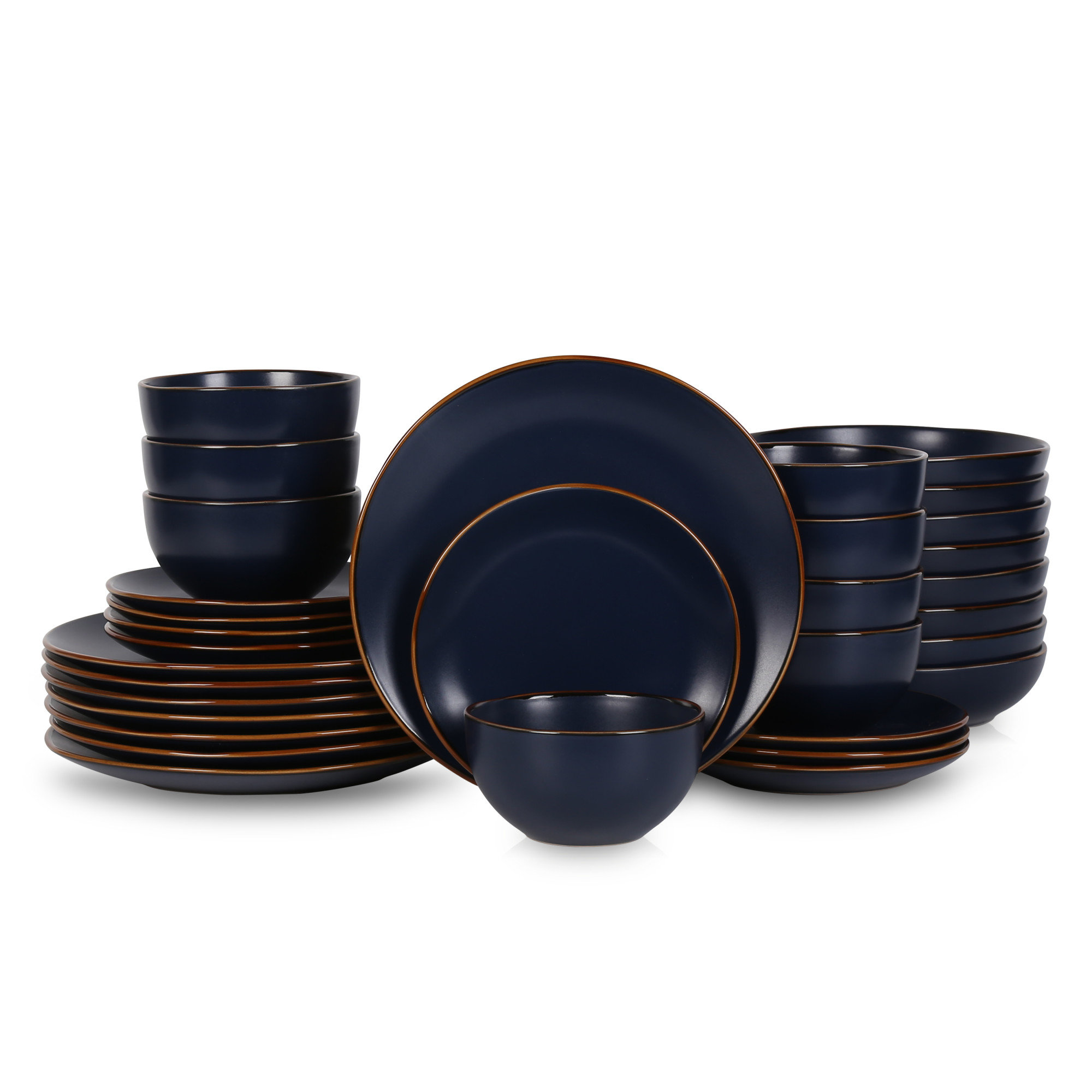 Brasa Dinnerware Set Stoneware, Blue, 16