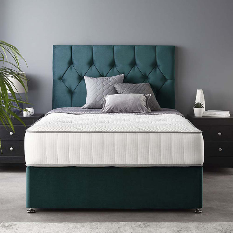 Boutique Pocketsprung Divan Bed Set, Kingsize (5'), No Drawer, Emerald