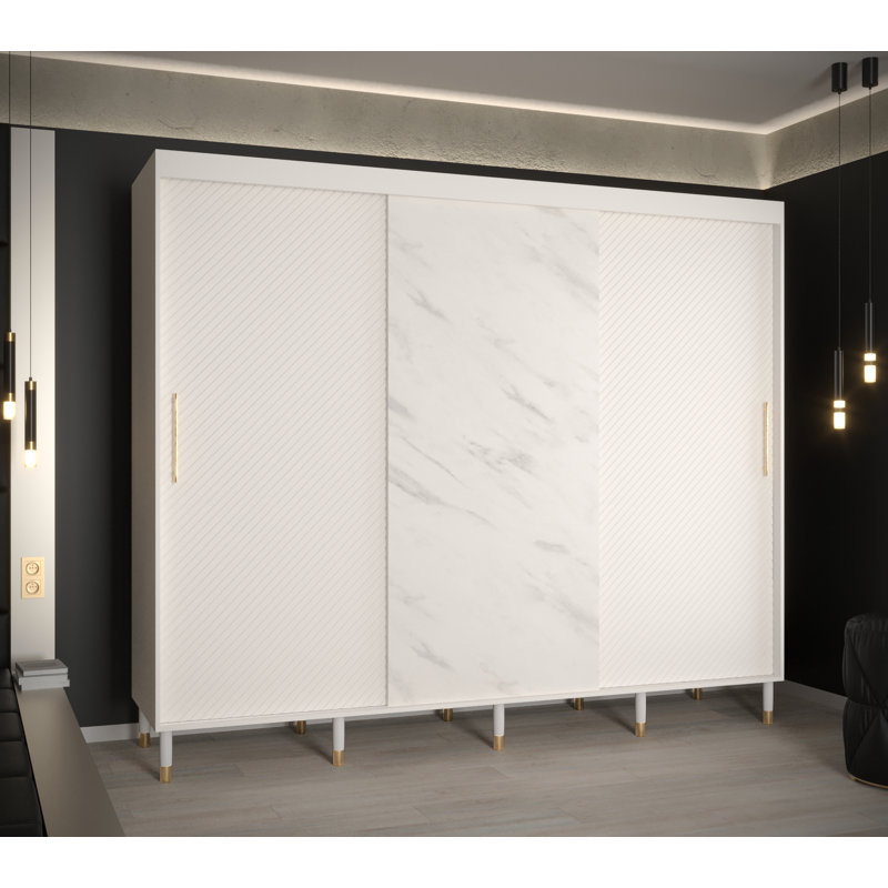 Alauna Manufactured Wood Wardrobe, White, 208" H x 250" W x 62" D