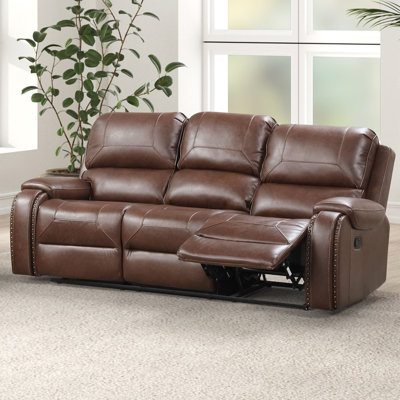 86" W Transitional Manual Sofa W/ Drop Down Table W/ Usb Charging (Metal Cup), Brown