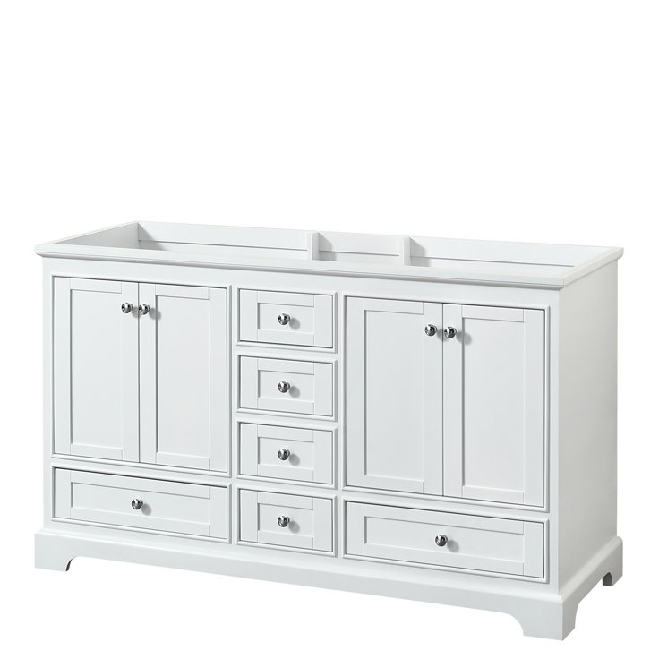 Base de meuble-lavabo double 59,25 po Deborah, Blanc / chrome poli