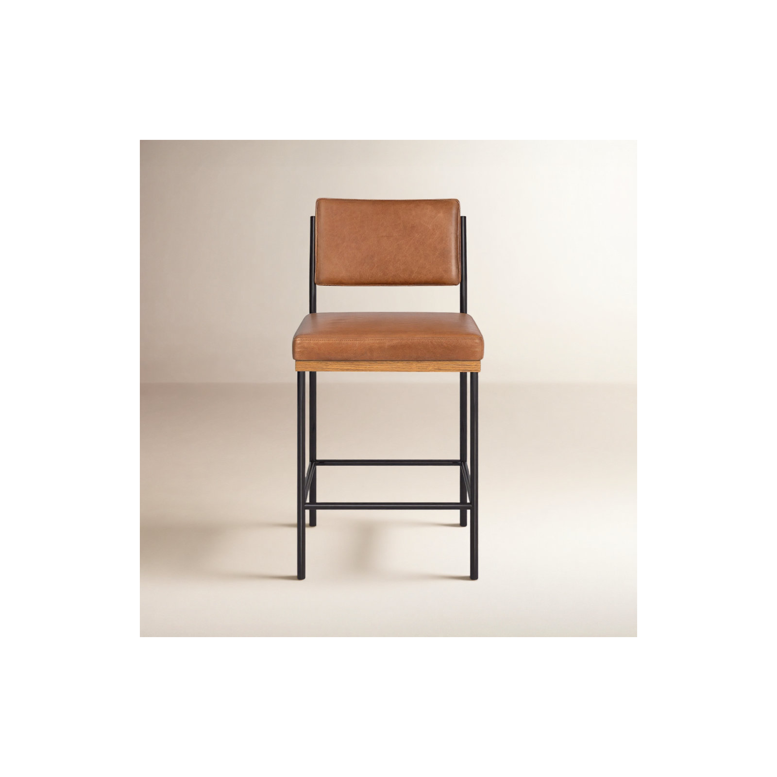 Popovich Stool, Sonoma Chestnut/Genuine Leather, Counter Stool (26.42" Seat Height)
