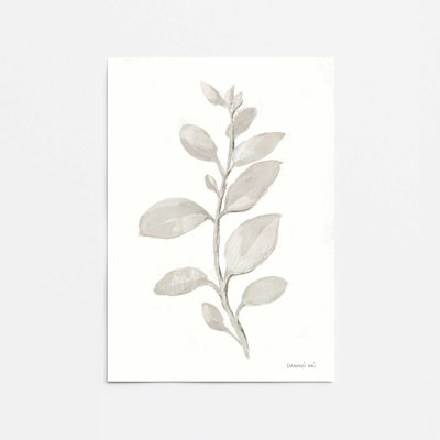 Elegant Grey Leaves II Print