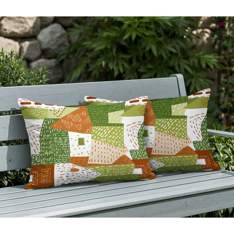 Oreiller réversible intérieur / extérieur Praxies Patches, 20 po x 14 po, Chartreuse
