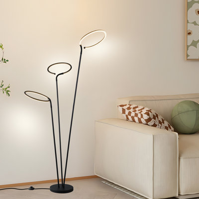 Gufran 61.41" Modern Black Dimmable LED Tree Floor Lamp