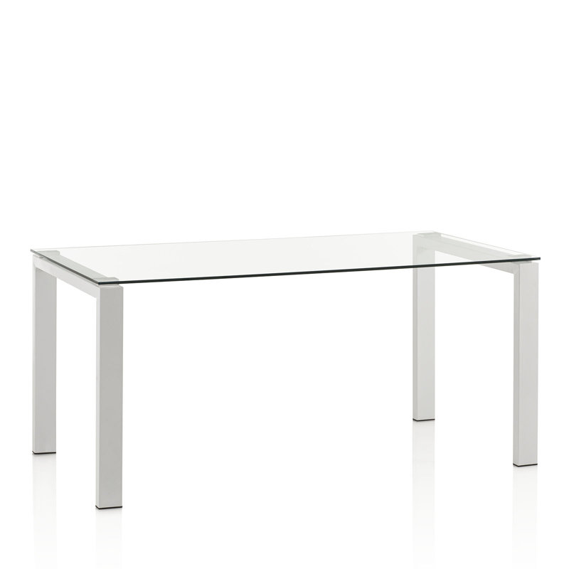 Mattoon Glass Top Metal Base Dining Table