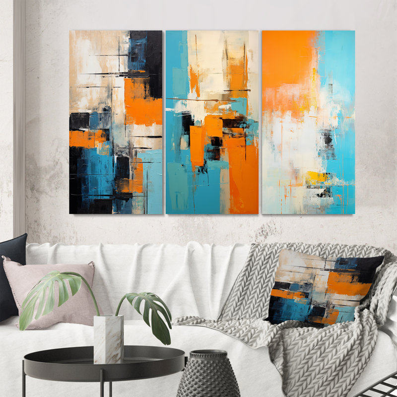 «Colorfields Deconstrstruction Minimal Abstract I», ensemble de 3 reproductions, H 28 po x l 36 po, Toile tendue