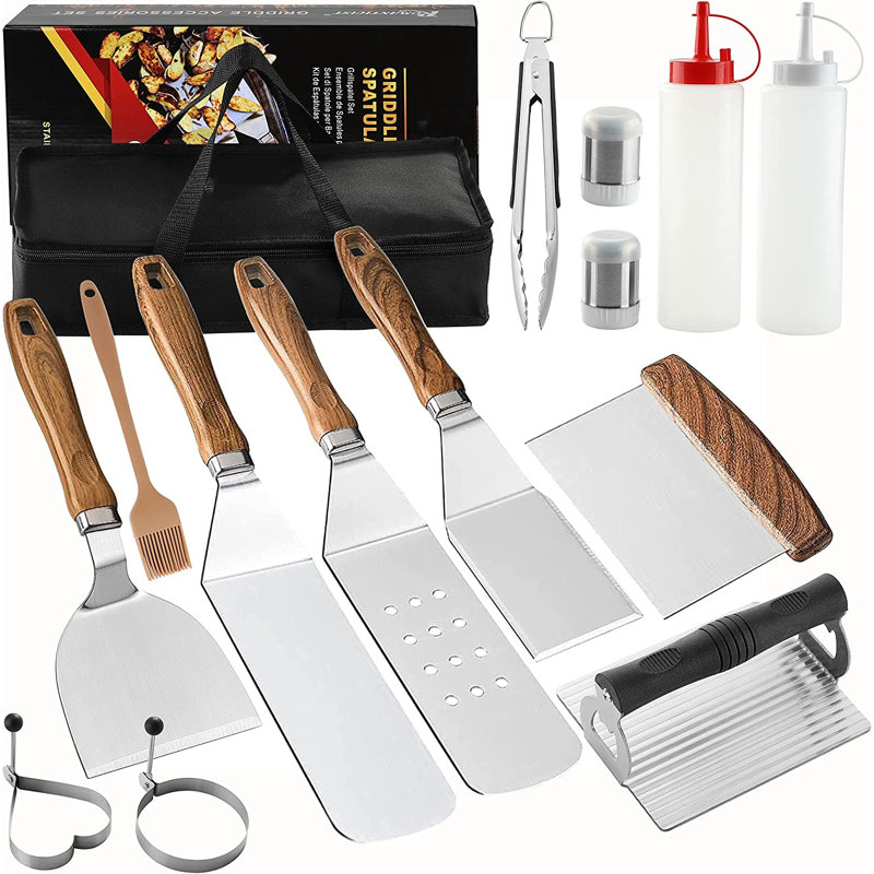 Dishwasher Safe Grilling Tool Set, Brown/Black