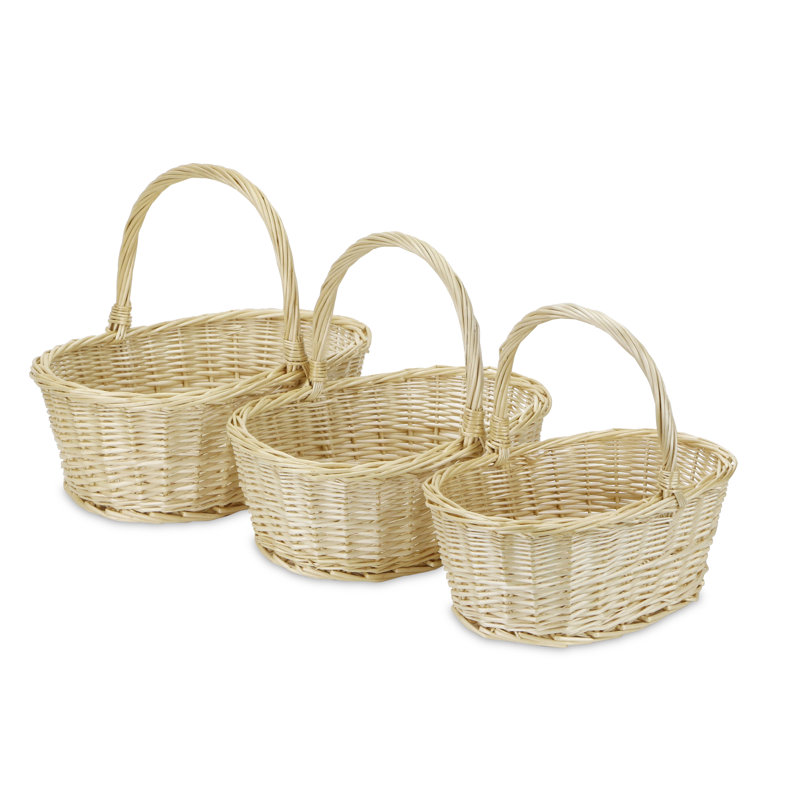 Ensemble de paniers 3 pièces en osier, Brun clair