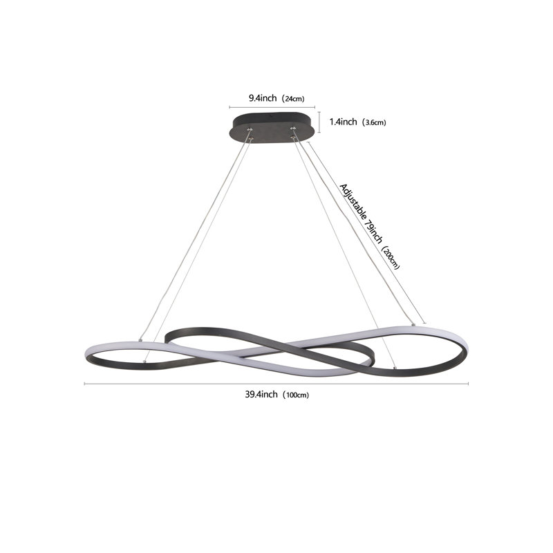 Luminaire suspendu à DEL Modern Infinity - Plafonnier réglable à intensité variable pour salle à manger et chambre à coucher