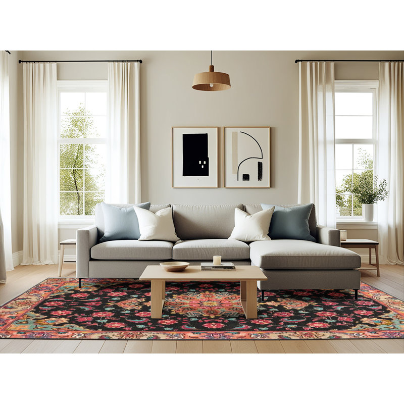 Tapis oriental noir / rouge, Rectangle 6 pi x 9 pi