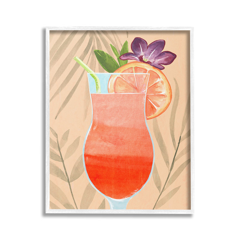 Art à giclée encadrée de plante à cocktail par Annie Warren, Giclée encadrée blanc bord de mer, H 20 po x l 16 po