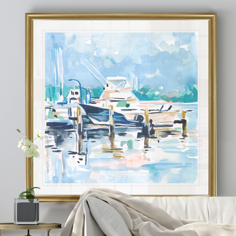«Watercolor Marina II», reproduction d'art sur toile, H 17,5 po x l 17,5 po x P 1,5 po, Cadre doré