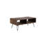 Table basse en bois récupéré avec rangement ouvert, pliable et de style rétro pour le salon.