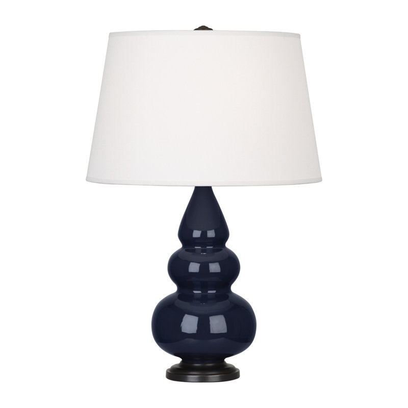 Small Triple Gourd Ceramic Table Lamp, Midnight Blue/Deep Patina Bronze, Deep Patina Bronze