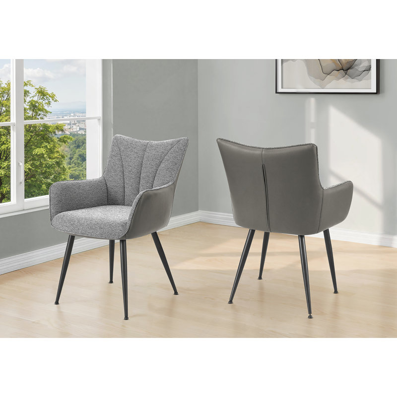 Modern Upholstered Dining Chair Set With Sturdy Construction, Grey